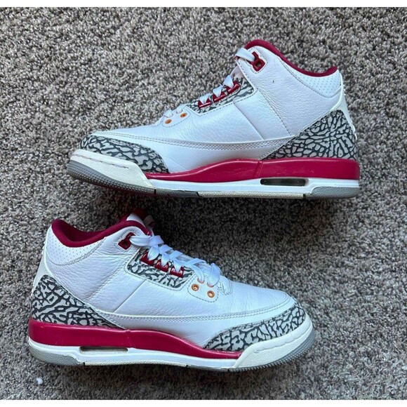 Nike Air Jordan 3 Retro Cardinal Red Size 6.5 Youth (Size 8 Women's) - Picture 2 of 7